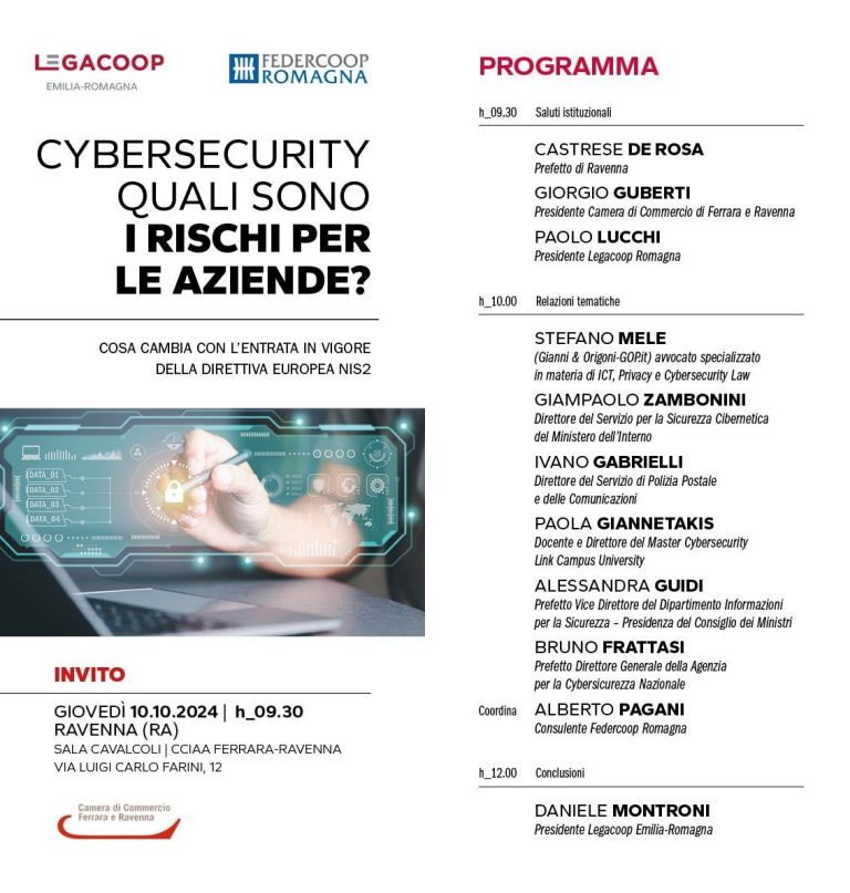 Save the date: CYBERSECURITY QUALI SONO I RISCHI PER LE AZIENDE?